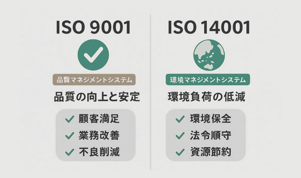 ISO 9001とISO 14001の違い插图4ヨシダ 検品 ISO 9001とISO 14001の違い插图4ヨシダ 検品
